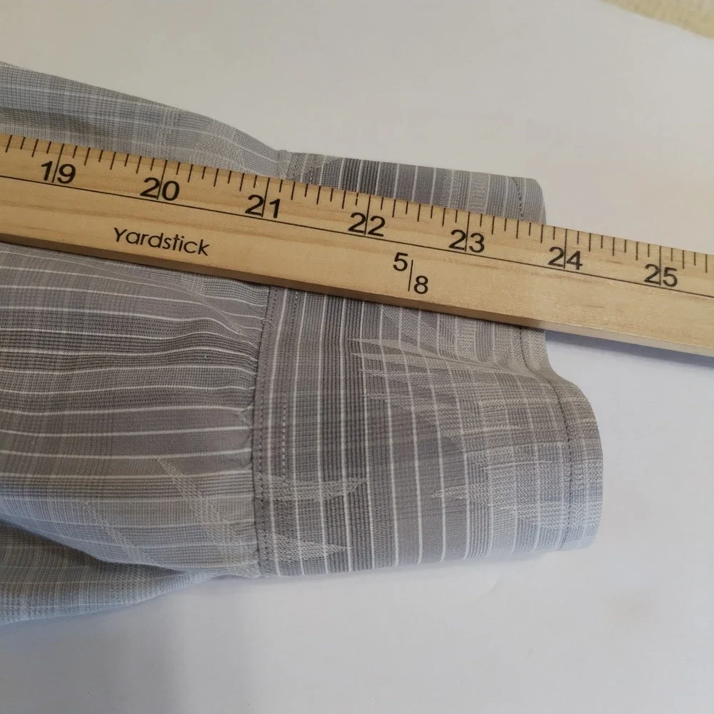 Tommy Bahama Shirt Mens Large Striped Cotton Silk Gray‎ Long Sleeve Flip Cuffs